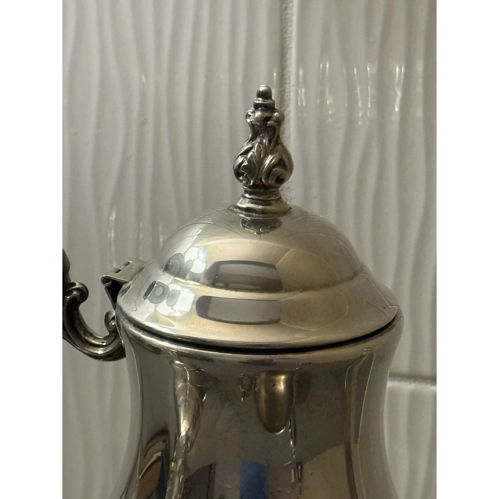 Vintage FB Rogers Silverplate Tea Coffee Pot Sugar Creamer W/ Lid Ornate Set 3